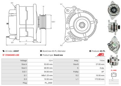 GENERATOR / ALTERNATOR AS-PL A5047 4
