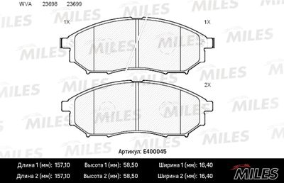 Комплект тормозных колодок, дисковый тормоз MILES E400045 для RENAULT KOLEOS
