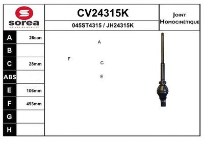 GELENKSATZ ANTRIEBSWELLE EAI CV24315K