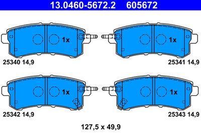 Комплект тормозных колодок, дисковый тормоз ATE 13.0460-5672.2 для INFINITI QX80