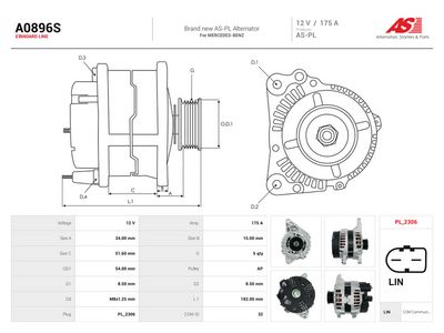 AS-PL - Alternátor MERCEDES-BENZ , A0896S