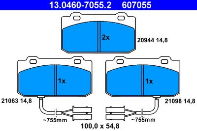 Комплект тормозных колодок, дисковый тормоз ATE 13.0460-7055.2 для ALFA ROMEO 33