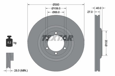 Тормозной диск TEXTAR 92282403 для CHEVROLET TRAILBLAZER
