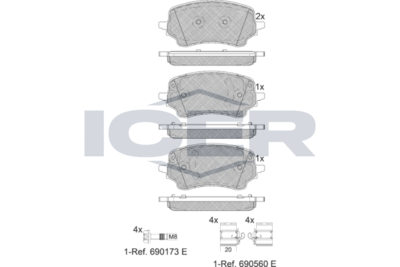 Комплект тормозных колодок, дисковый тормоз ICER 182400 для FORD PUMA