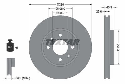 Тормозной диск TEXTAR 92053800 для SAAB 9000