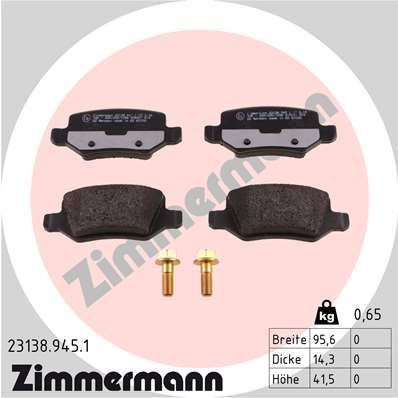 Комплект тормозных колодок, дисковый тормоз ZIMMERMANN 23138.945.1 для MERCEDES-BENZ VANEO