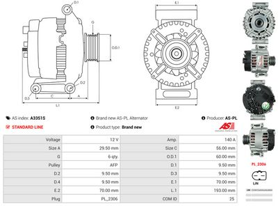 GENERATOR / ALTERNATOR AS-PL A3351S 4