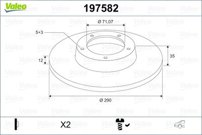 Тормозной диск VALEO 197582 для CITROËN SPACETOURER