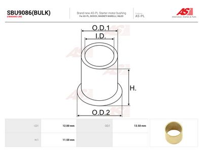 Pouzdro, hřídel startéru AS-PL SBU9086(BULK)