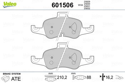 Комплект тормозных колодок, дисковый тормоз VALEO 601506 для AUDI TT