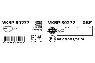 Brake Pad Set, disc brake VKBP 80277