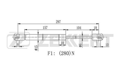 Газовая пружина, крышка багажник ZEKKERT GF-2250 для CHRYSLER 300C