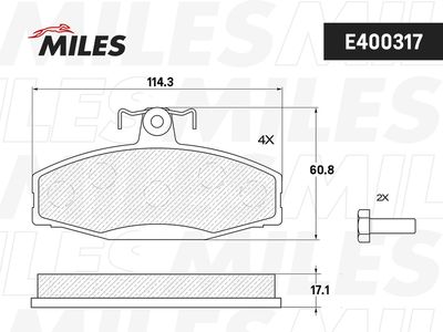 Комплект тормозных колодок, дисковый тормоз MILES E400317 для VW CADDY
