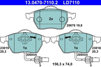 Brake Pad Set, disc brake 13.0470-7110.2