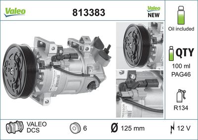 VALEO Compressor, airconditioning VALEO ORIGINS NEW OE TECHNOLOGY (813383)