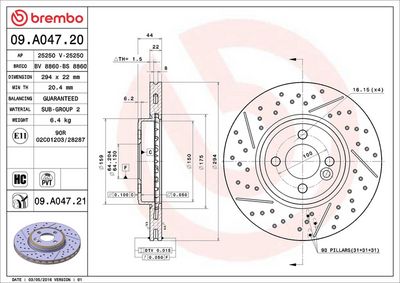 BREMSSCHEIBE BREMBO 09A04721 1