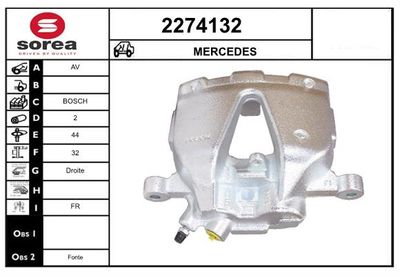 Тормозной суппорт EAI 2274132 для MERCEDES-BENZ GLK-CLASS