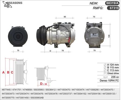 Компрессор, кондиционер AHE 67319 для JEEP CHEROKEE