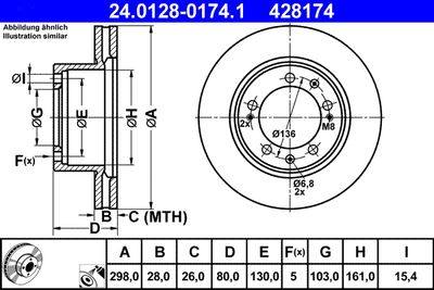 Тормозной диск ATE 24.0128-0174.1 для PORSCHE 911