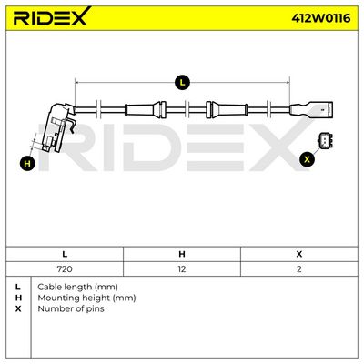 датчик, обороти на колелото RIDEX 412W0116