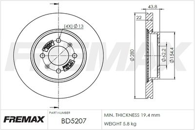 FREMAX BD-5207 Тормозные диски FREMAX для KIA RIO