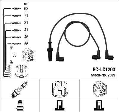 Комплект проводов зажигания NGK 2589 для LANCIA THEMA