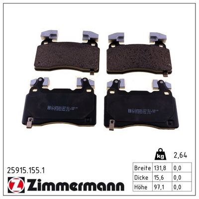 комплект спирачно феродо, дискови спирачки ZIMMERMANN 25915.155.1