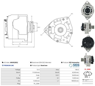 GENERATOR / ALTERNATOR AS-PL A0635SEG 4