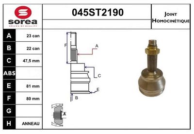 STARTCAR 045ST2190 ШРУС для FORD FIESTA Автофургон / микроавтобус (F3L, F5L) 1.8 D STARTCAR 045ST2190 ШРУС для FORD FIESTA Автофургон / микроавтобус (F3L, F5L) 1.8 D