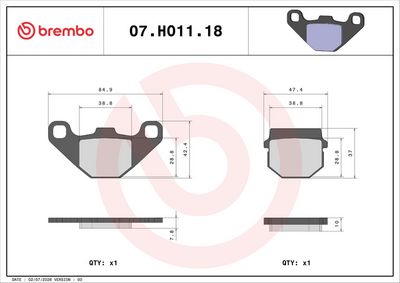 Bromsbeläggssats, skivbroms BREMBO 07HO1118