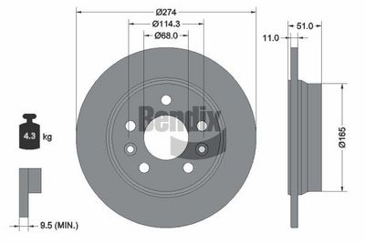 спирачен диск BENDIX Braking BDS2361