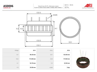 Stator, generátor AS-PL AS0006