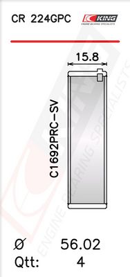 Черупка на биелен лагер KING CR 224GPC STDX