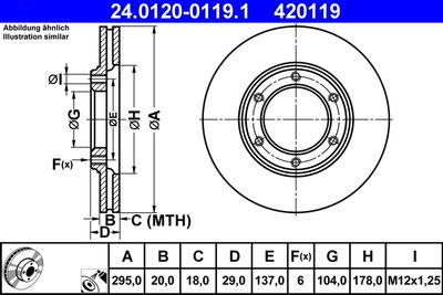Тормозной диск ATE 24.0120-0119.1 для NISSAN PATROL