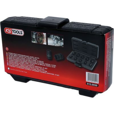 KS Tools Souprava dvanáctihranných silových nástrčných ořechů 3/8", krátké, 10dílná 515.0950