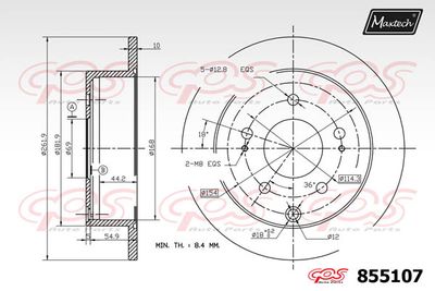 Тормозной диск MAXTECH 855107 для MITSUBISHI GALANT