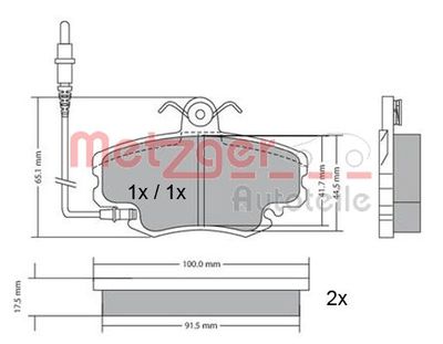 METZGER 1170009 Тормозные колодки и сигнализаторы  для RENAULT RAPID (Рено Рапид)