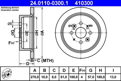 Тормозной диск ATE 24.0110-0300.1 для KIA SEPHIA