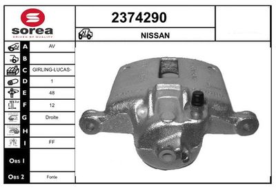 EAI 2374290 Тормозной суппорт  для NISSAN MICRA II (K11) 1.0 i 16V