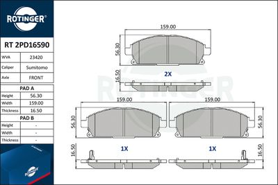 Brake pad set, disc brake