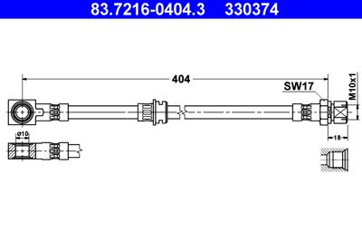 Тормозной шланг ATE 83.7216-0404.3 для OPEL OMEGA
