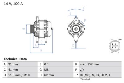 GENERATOR / ALTERNATOR BOSCH 0986082020