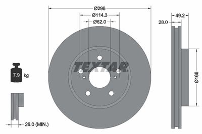 Тормозной диск TEXTAR 92135800 для TOYOTA SIENNA