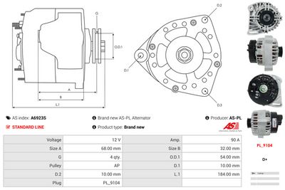 GENERATOR / ALTERNATOR AS-PL A6923S 4