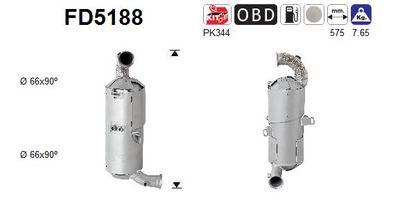 Filtr sadzy / filtr cząstek stałych, układ wydechowy AS FD5188
