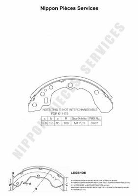 Комплект тормозных колодок NPS K350A01 для KIA SHUMA