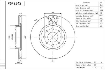 AISIN Bremsscheibe Premium ADVICS by AISIN (P6F954S)