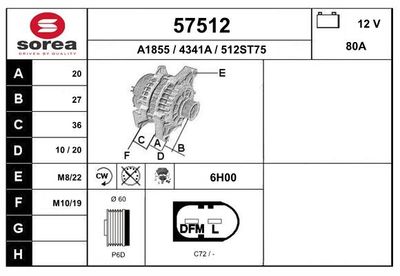 Генератор EAI 57512 для CITROËN C1