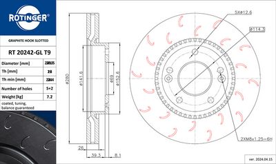 спирачен диск ROTINGER RT 20242-GL T9