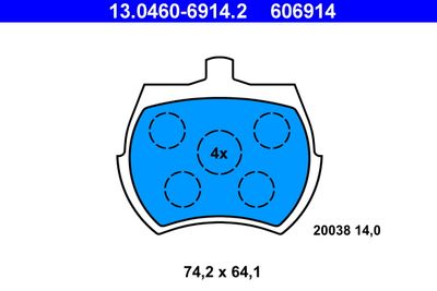 Комплект тормозных колодок, дисковый тормоз ATE 13.0460-6914.2 для ROVER MINI